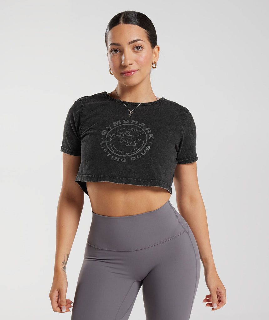 Gymshark Legacy Washed Crop Top - Black 1